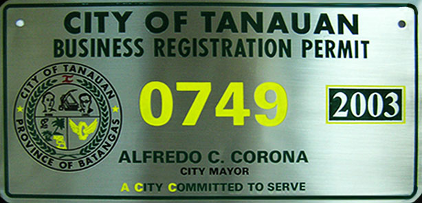 <h6>Registration Permit</h6> Material: Stainless Steel Plate